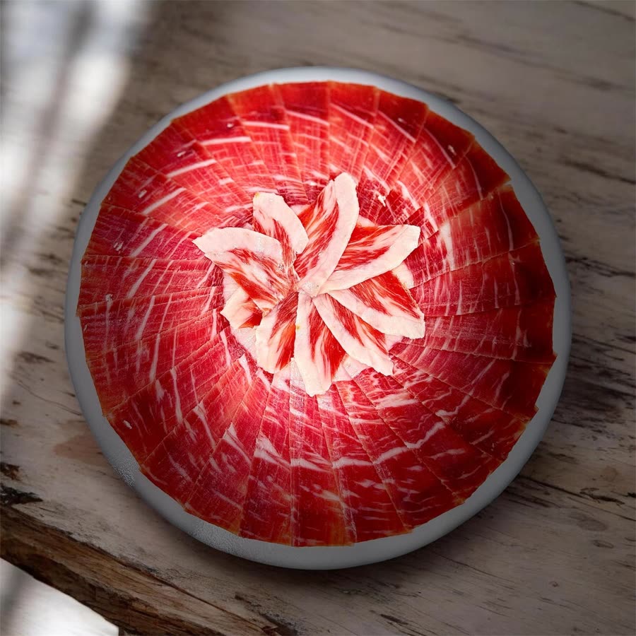 Plato de jamón ibérico con presentación premium