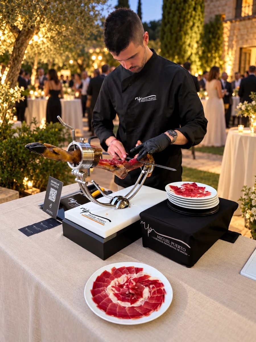 Corte de jamón en vivo en un evento privado